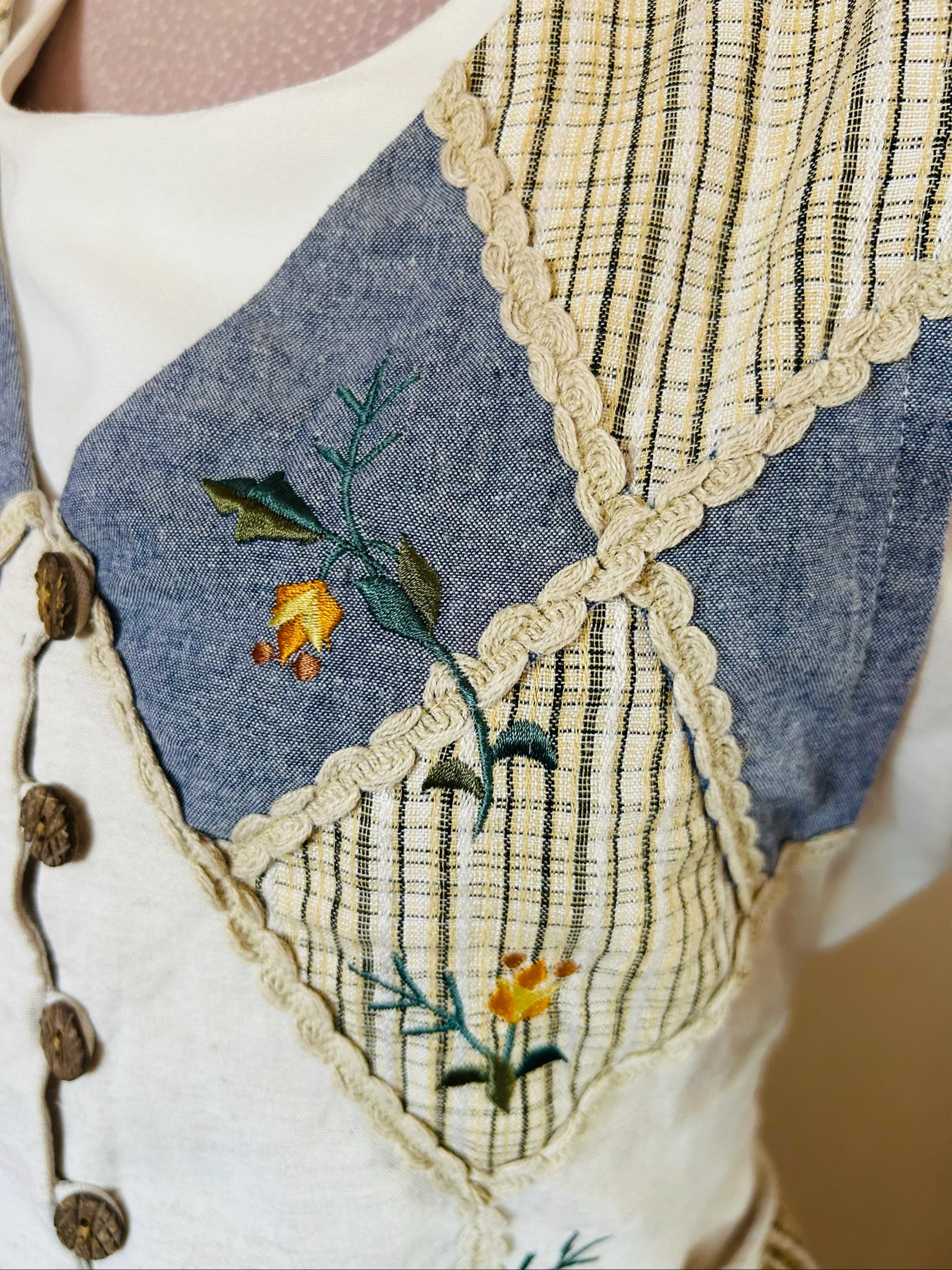 🌿🌻Robe vintage broderie champêtre cottagecore folk embroidered country dress 36/38🌻🌿 – photo 12
